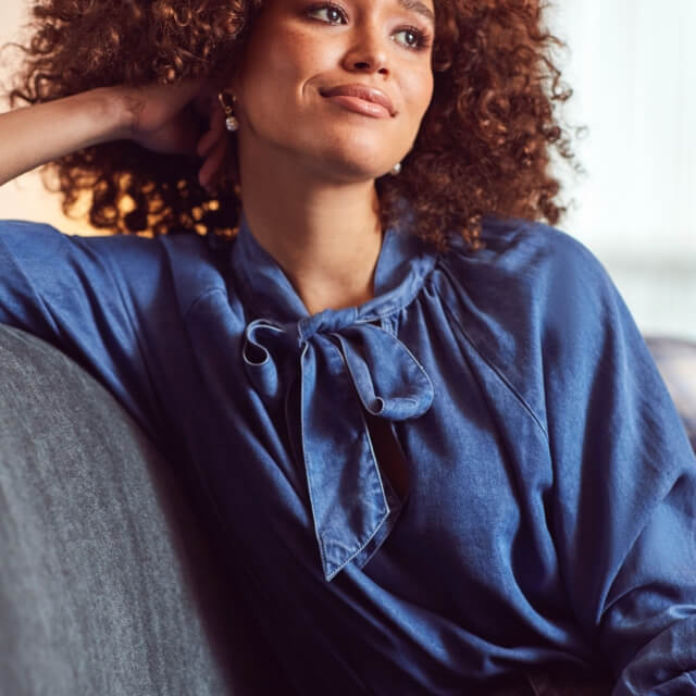 Denim frill shirt